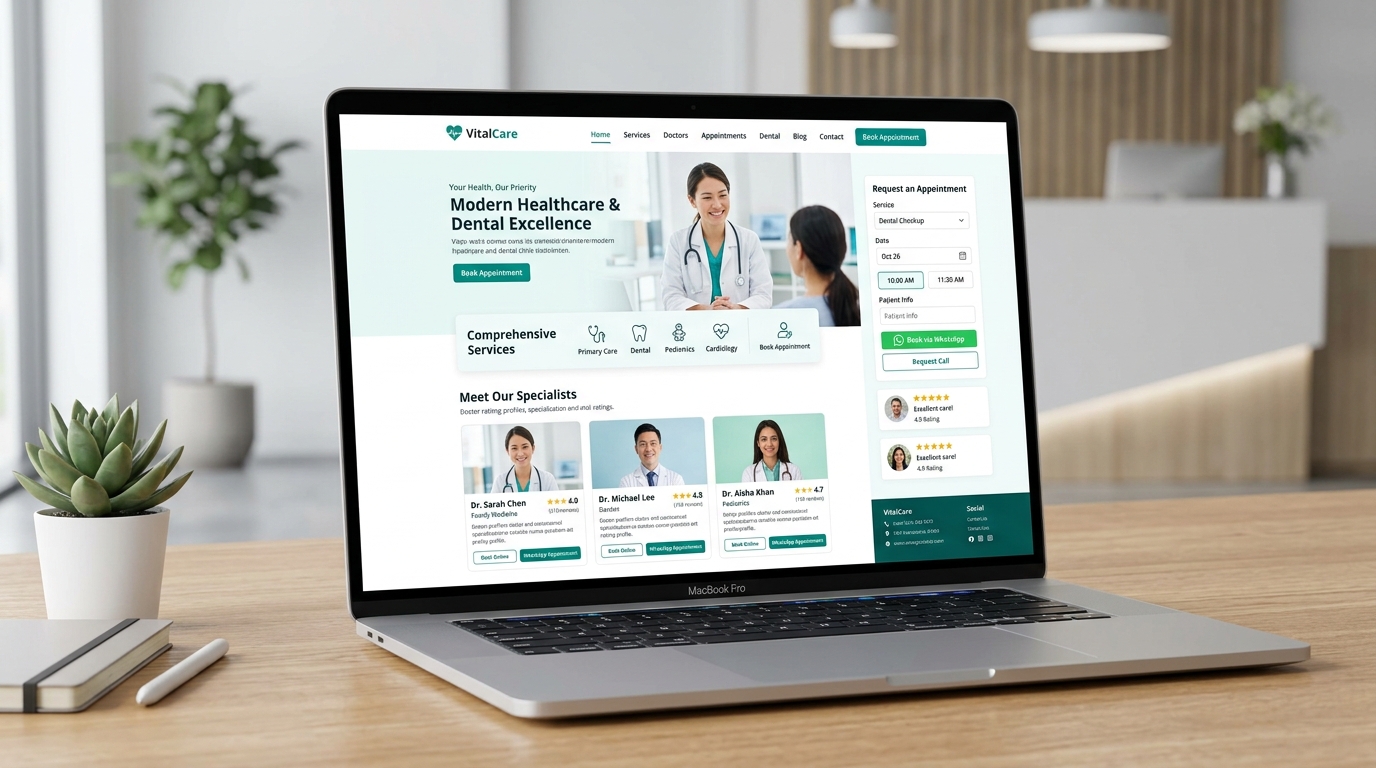 VitalCare Clinic & Dental Practice Website Mockup