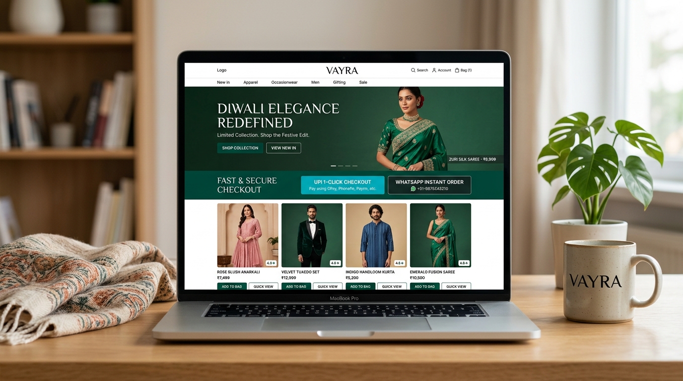 Vayra Indian Ethnic D2C Website Mockup